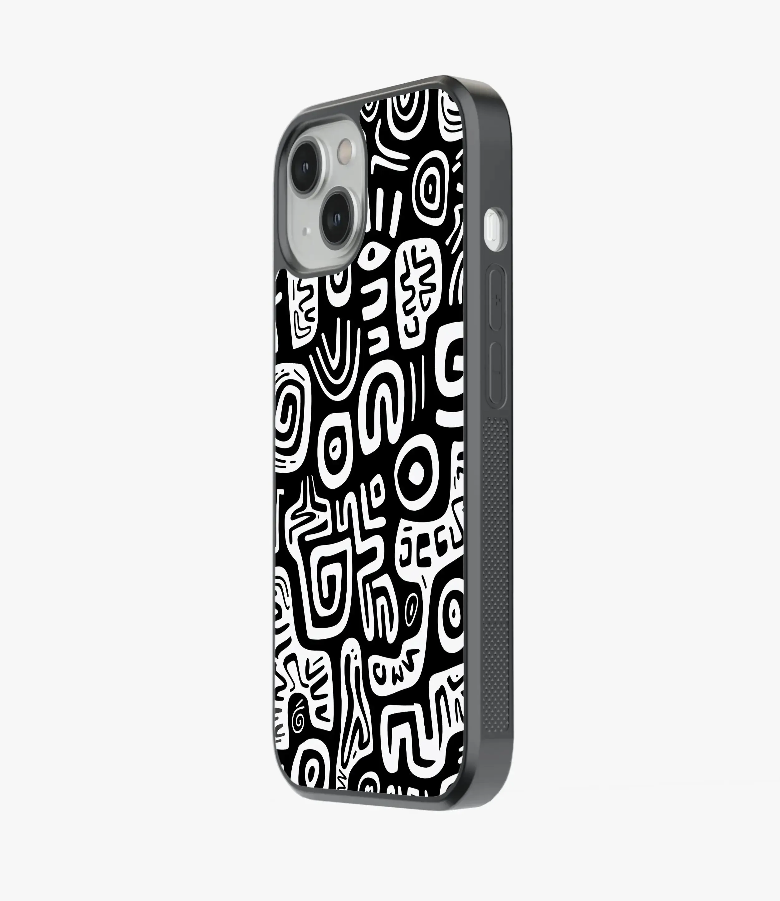 Abstract Black & White Pattern Glass Case