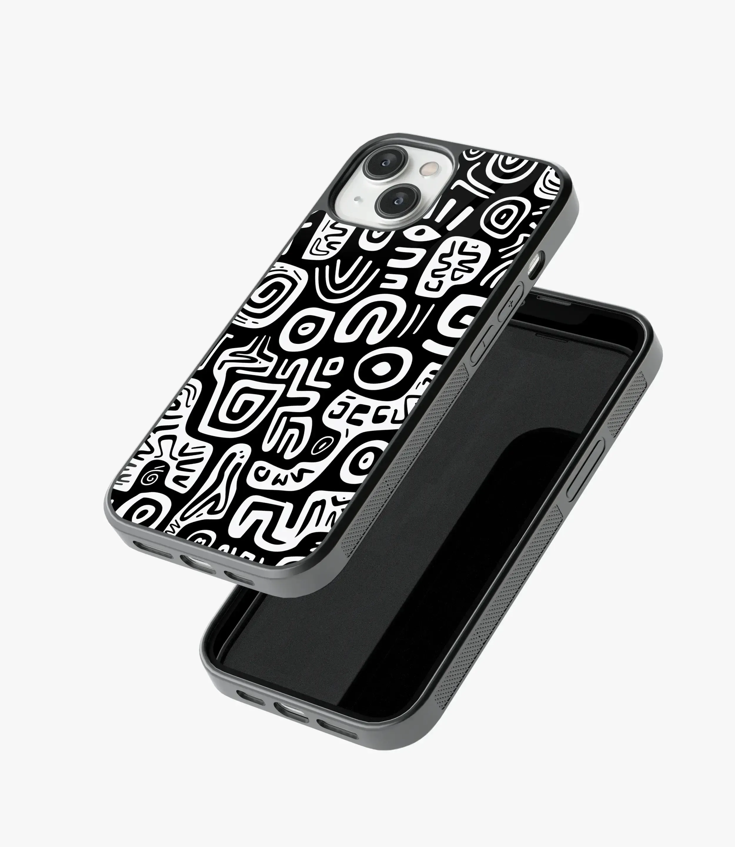 Abstract Black & White Pattern Glass Case