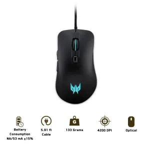 Acer Predator Cestus 310 Optical Wired Gaming Mouse (Black) (PMW910)