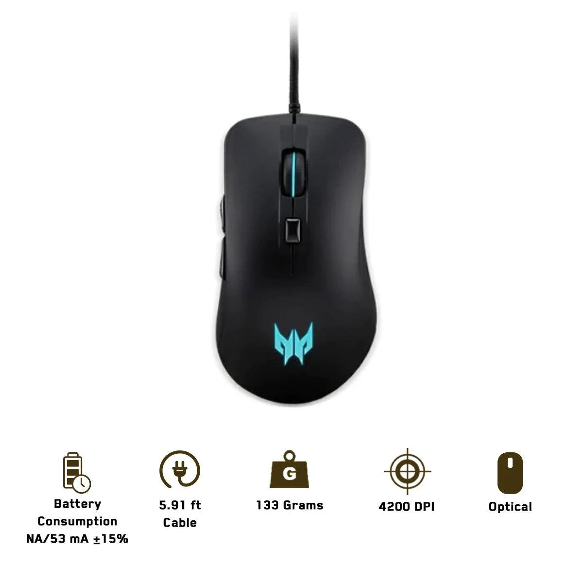Acer Predator Cestus 310 Optical Wired Gaming Mouse (Black) (PMW910)