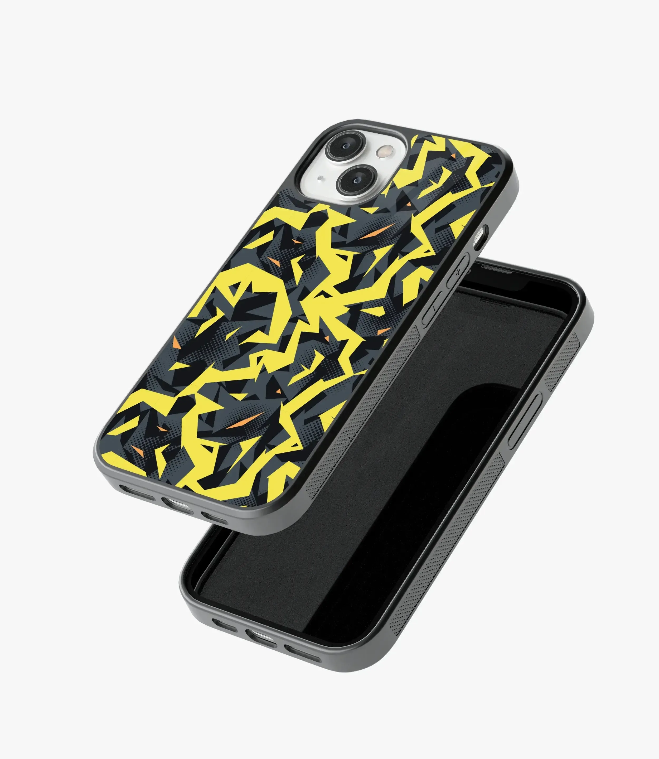 Black Yellow Camo Glass Case