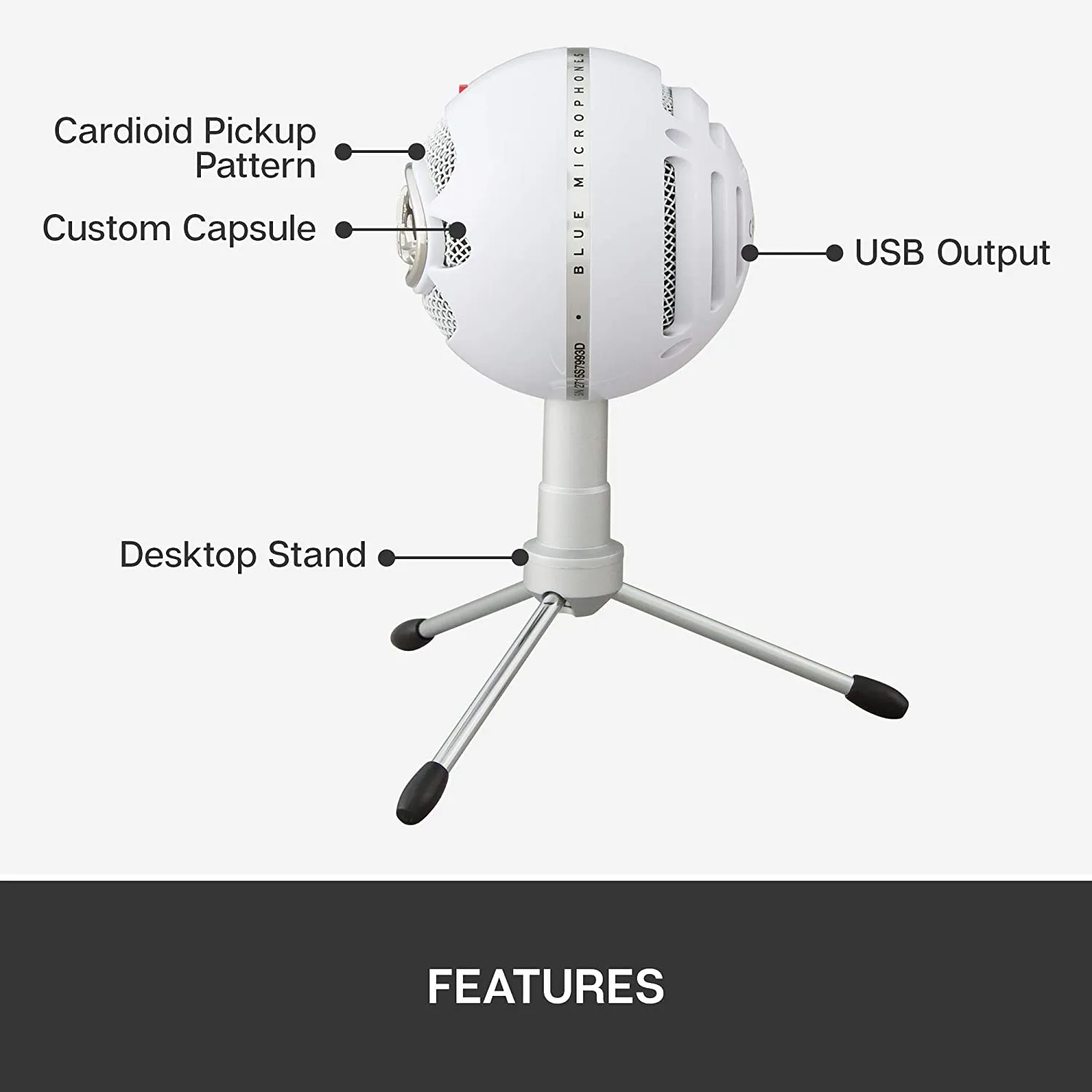 BLUE MICROPHONES SNOWBALL ICE USB MICROPHONE WHITE