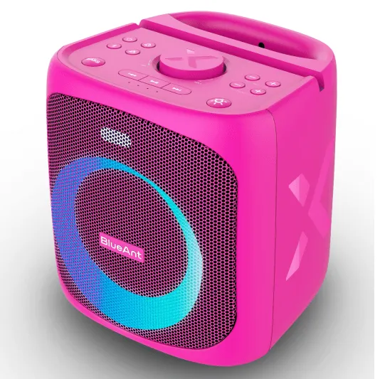 BlueAnt Portable X4 Bluetooth Party Speaker Light Up Microphone Pink