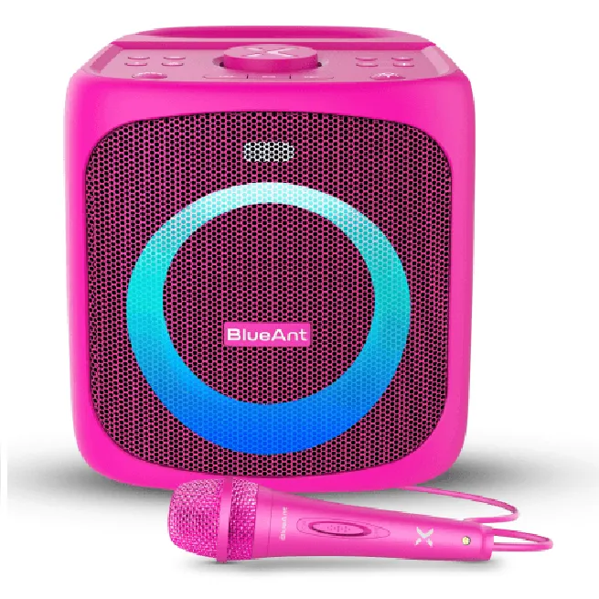 BlueAnt Portable X4 Bluetooth Party Speaker Light Up Microphone Pink