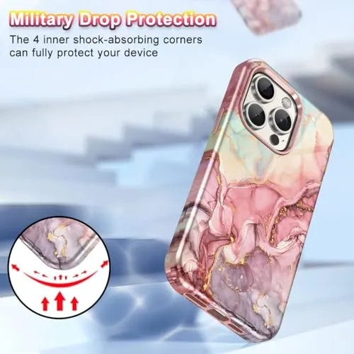 Btscase for iPhone 15 Plus Case 6.7 inch (2023), Marble Pattern 3 in 1 Heavy Duty Full Body Shockproof Hard PC Soft Silicone Drop Protective Women Girls Cover for iPhone 15 Plus, Blue Gray