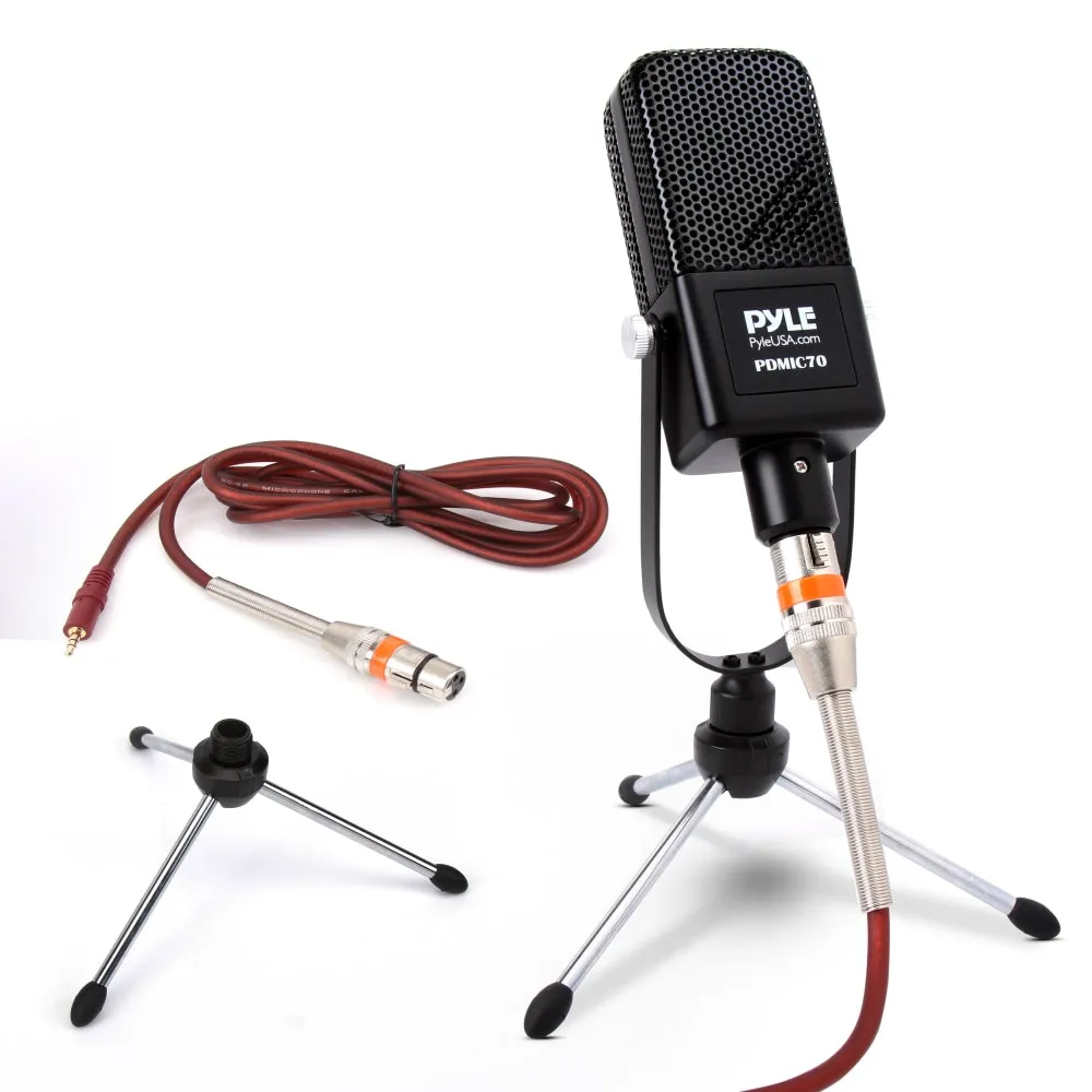 Cardioid Condenser Microphone Kit - Pro Audio Large Diaphragm Condenser Mic With Backlit Led Light, Desktop Tripod Stand, Xlr Audio Cable