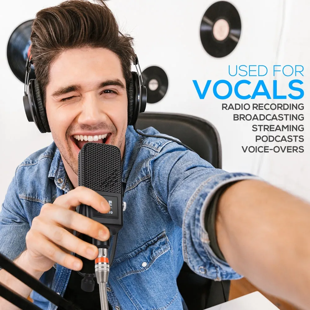 Cardioid Condenser Microphone Kit - Pro Audio Large Diaphragm Condenser Mic With Backlit Led Light, Desktop Tripod Stand, Xlr Audio Cable