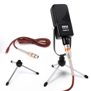 Cardioid Condenser Microphone Kit - Pro Audio Large Diaphragm Condenser Mic With Backlit Led Light, Desktop Tripod Stand, Xlr Audio Cable