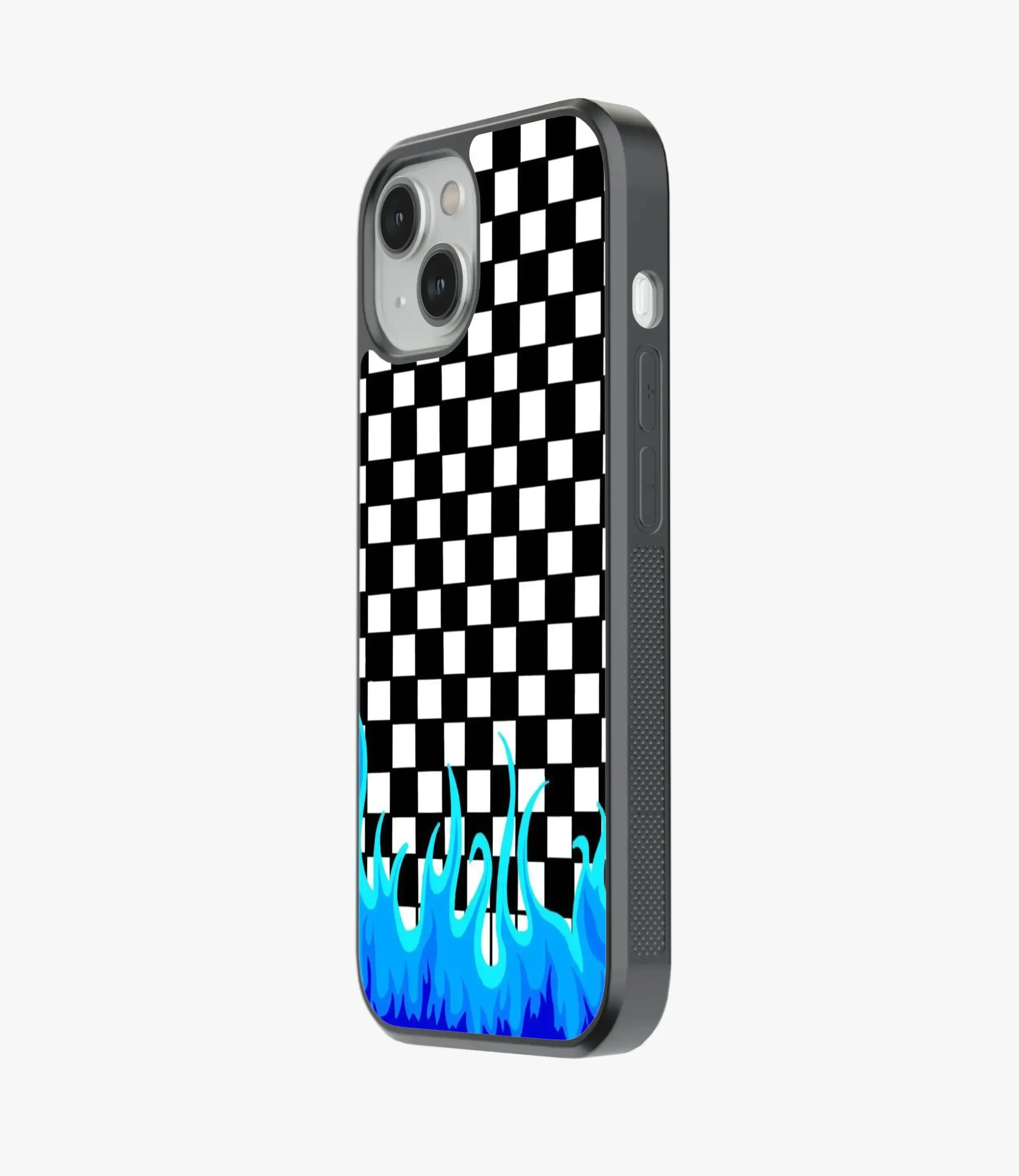 Checkered Blue Flame Glass Case
