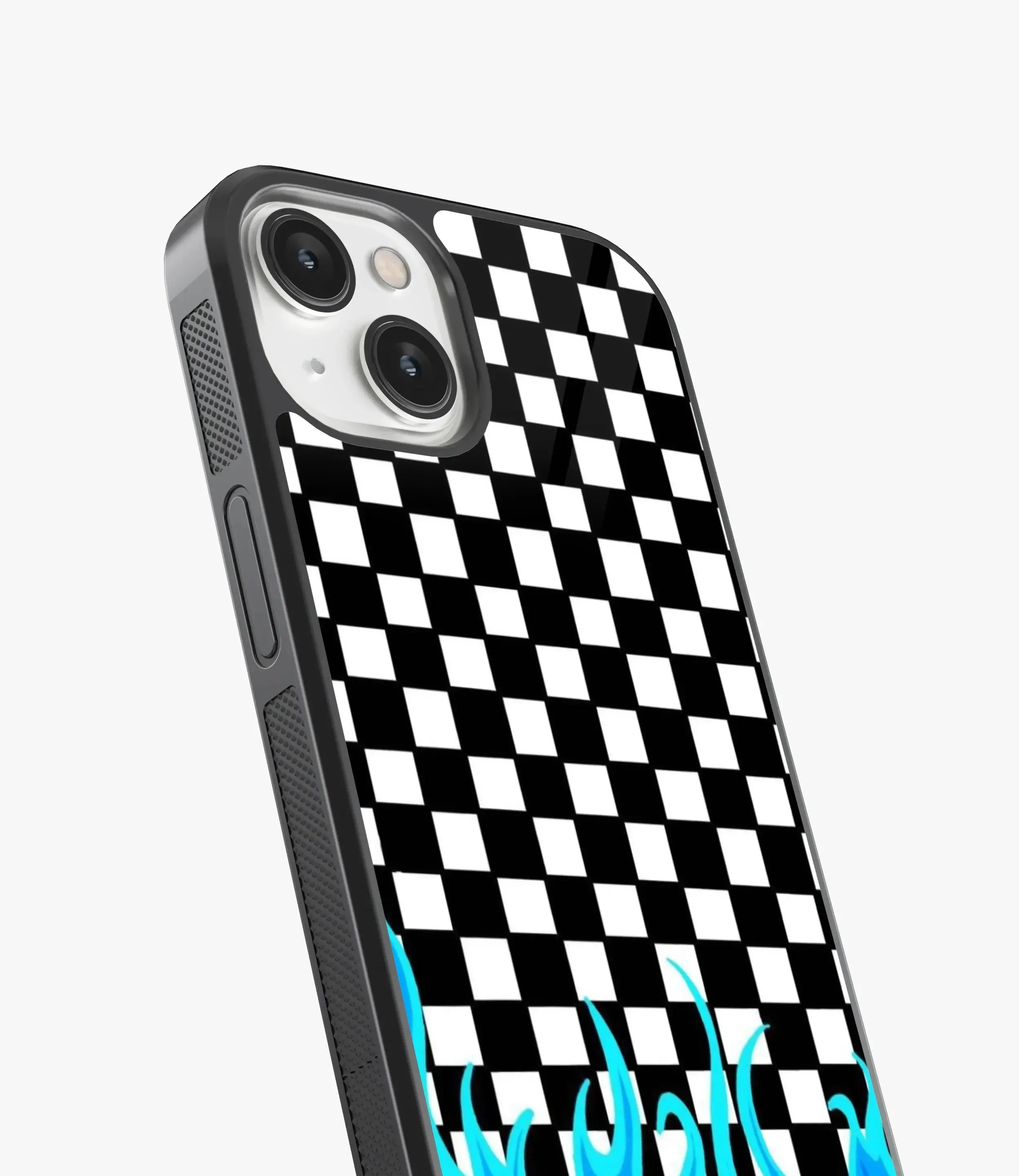 Checkered Blue Flame Glass Case