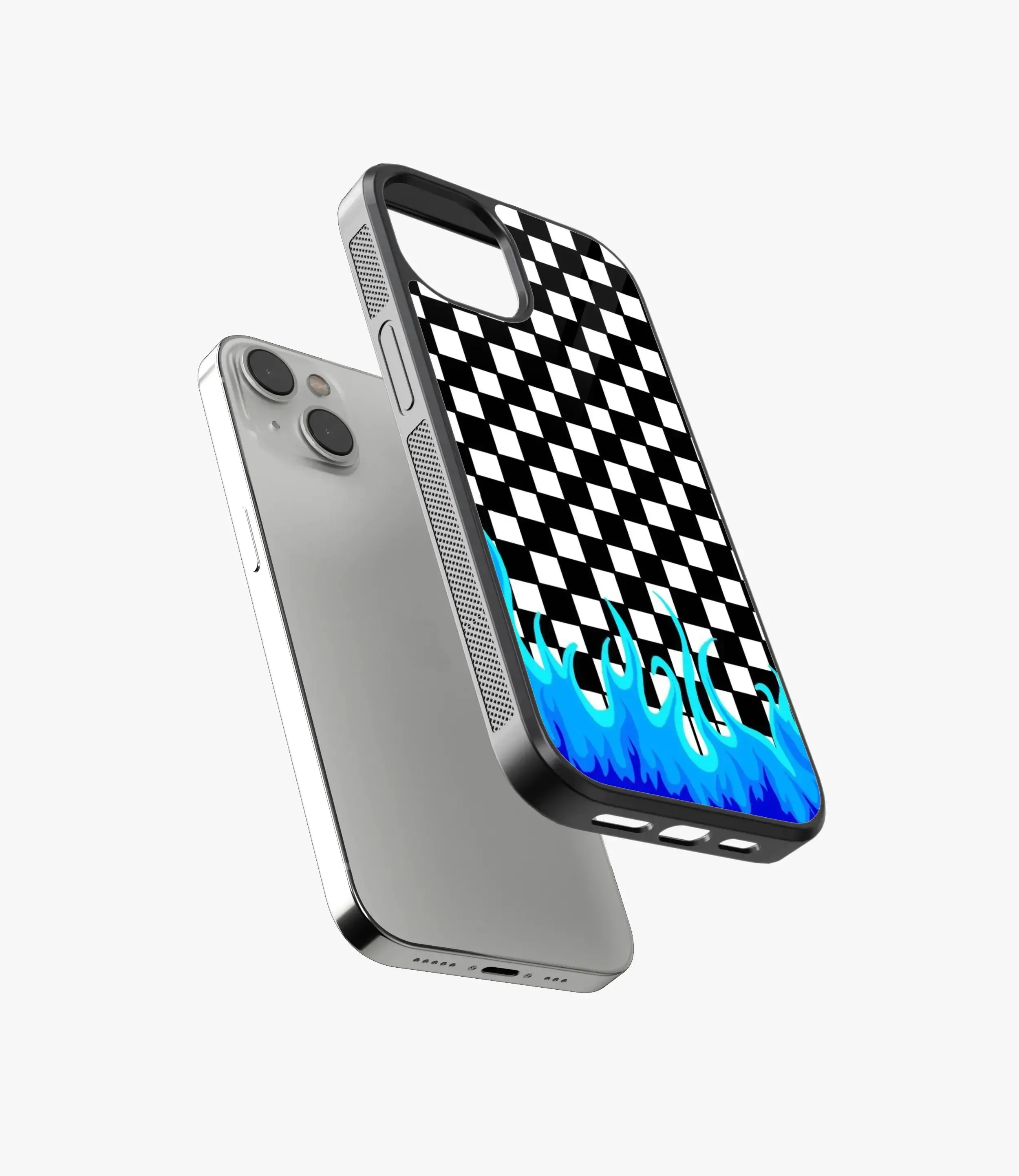 Checkered Blue Flame Glass Case