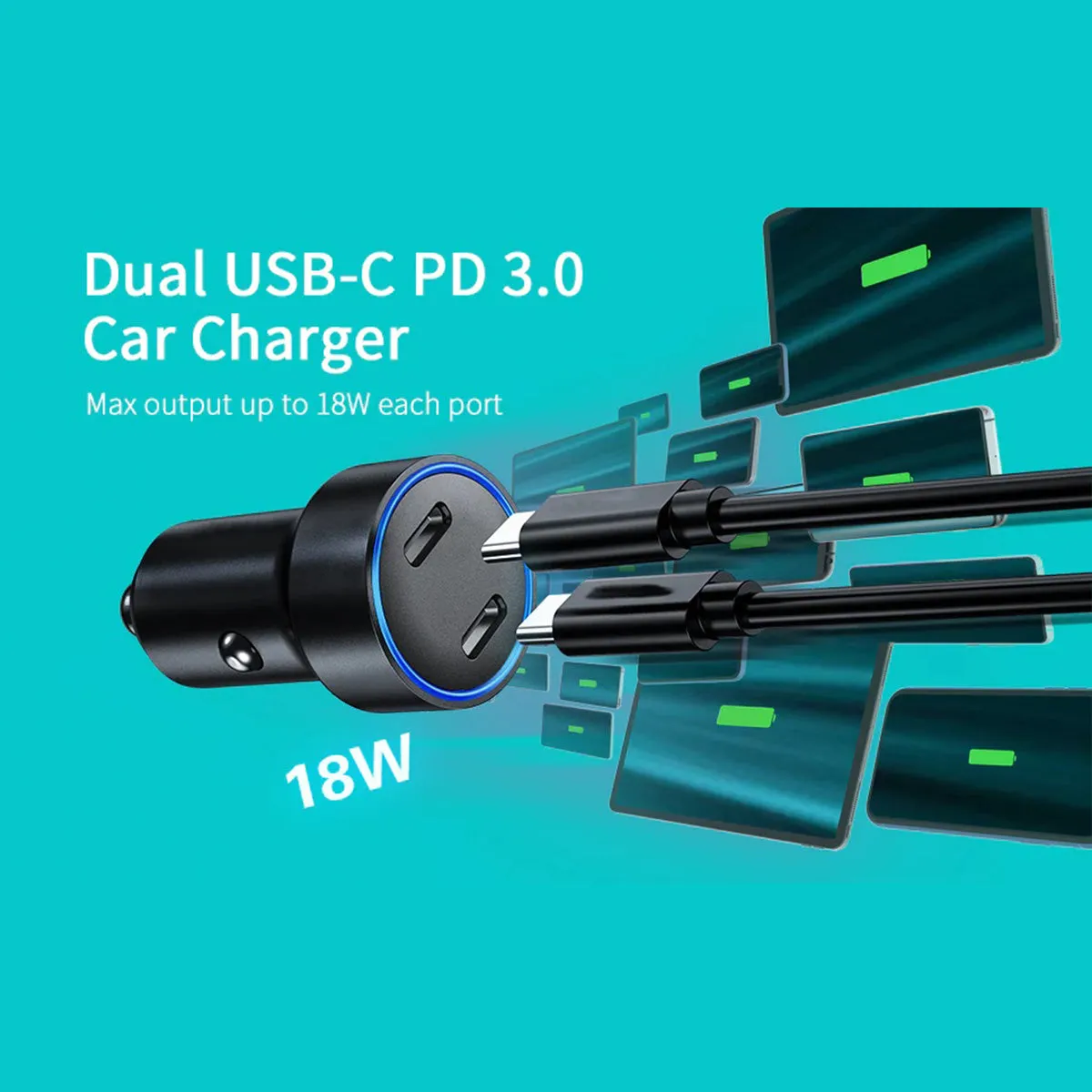 Choetech 36W Dual Type-C Car Charger C0054 (Black)