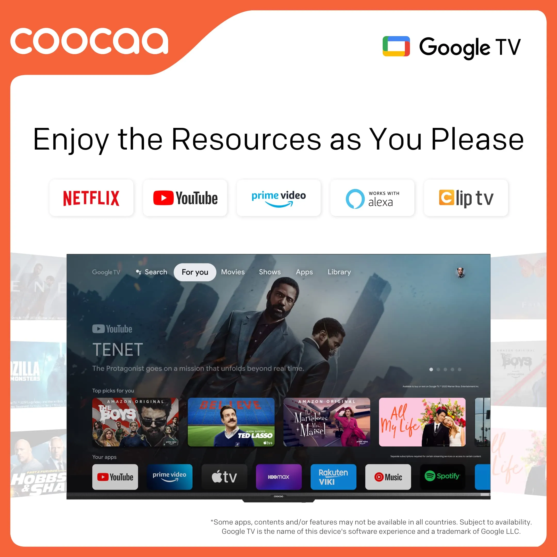 Coocaa 164 cm (65 inches) Frameless Series 4K Ultra HD Smart IPS Google LED TV 65Y72 (Black)