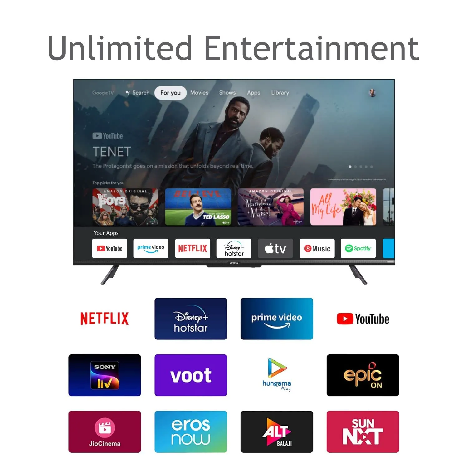 Coocaa 164 cm (65 inches) Frameless Series 4K Ultra HD Smart IPS Google LED TV 65Y72 (Black)