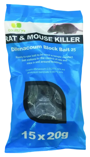 Country Difenacoum Block Bait 15x20g