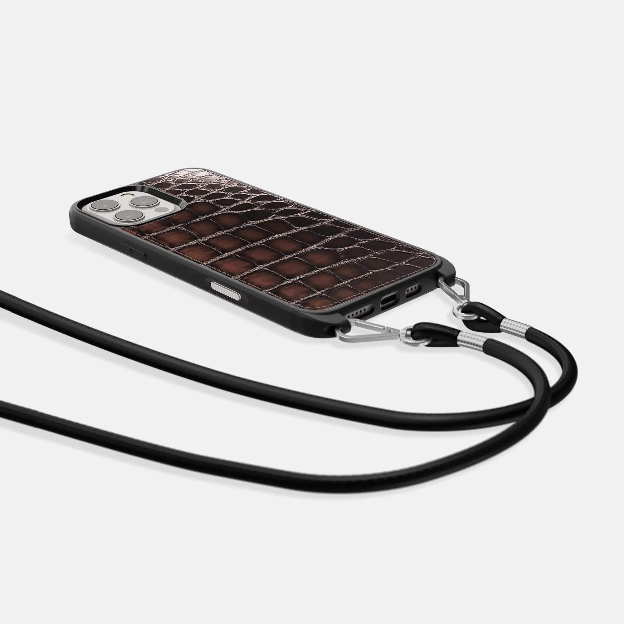 Crossbody Sport Case For iPhone 16 Pro Max In Patina Alligator