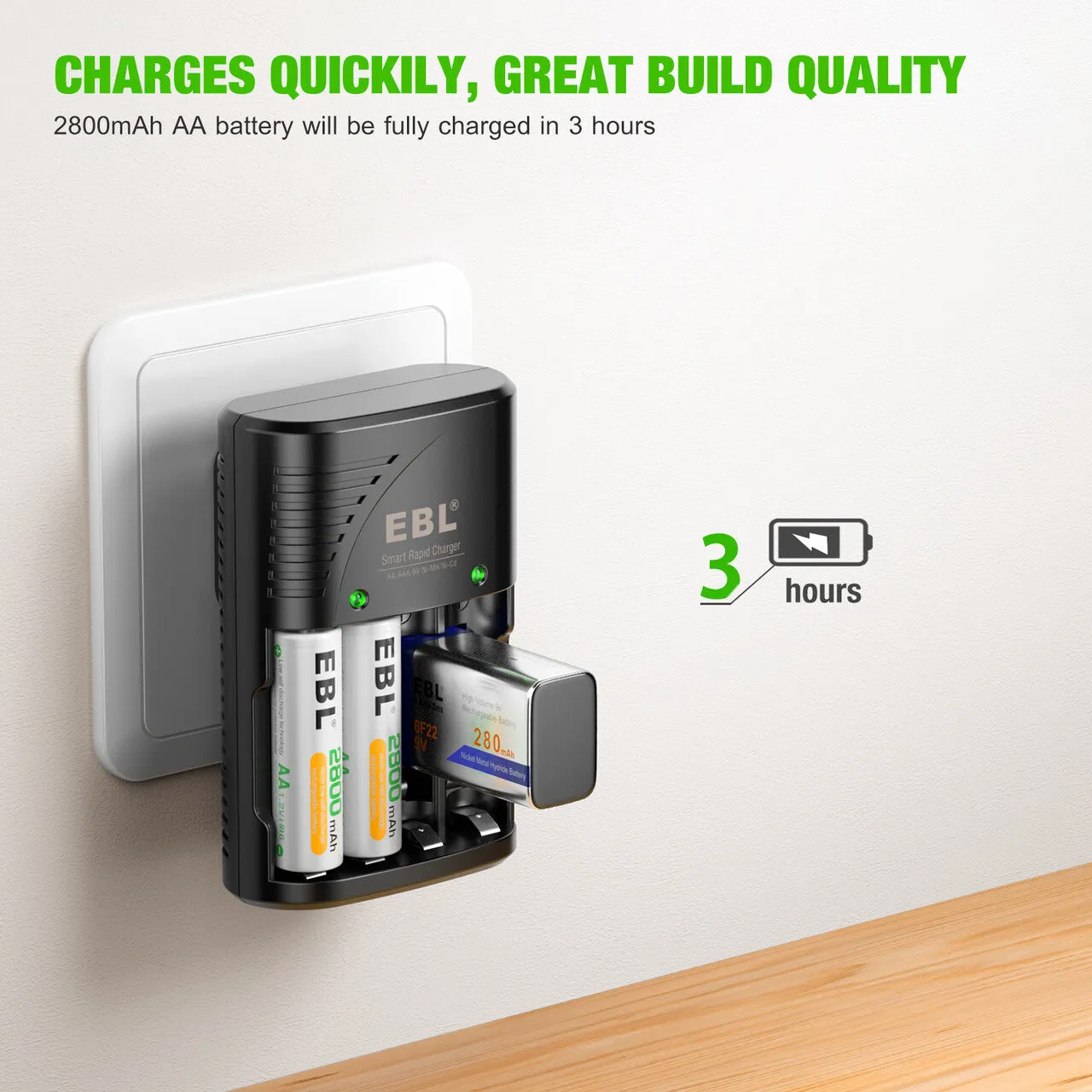 EBL 802 Smart Battery Charger for 9V AA AAA Ni-MH Ni-CD Rechargeable Batteries