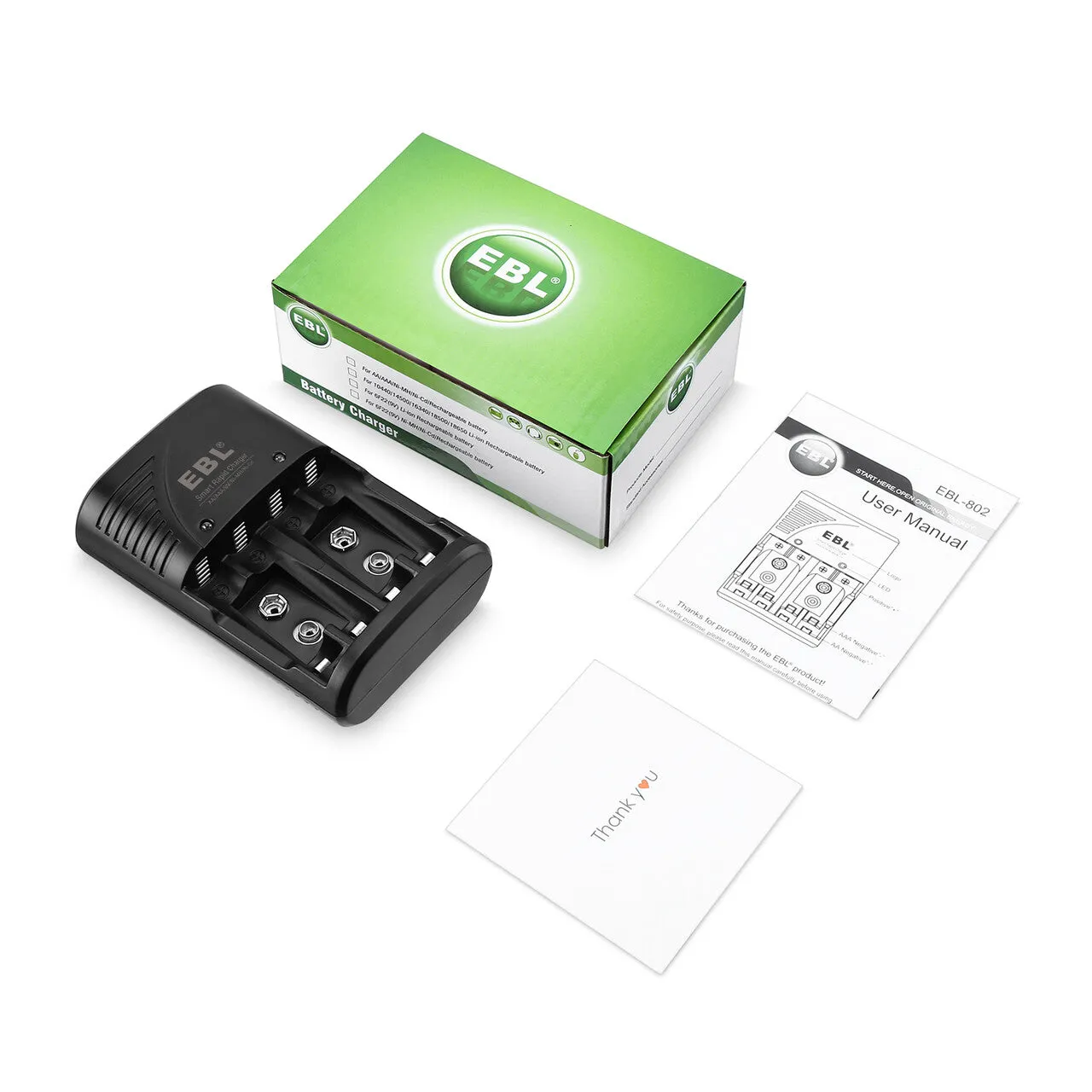 EBL 802 Smart Battery Charger for 9V AA AAA Ni-MH Ni-CD Rechargeable Batteries