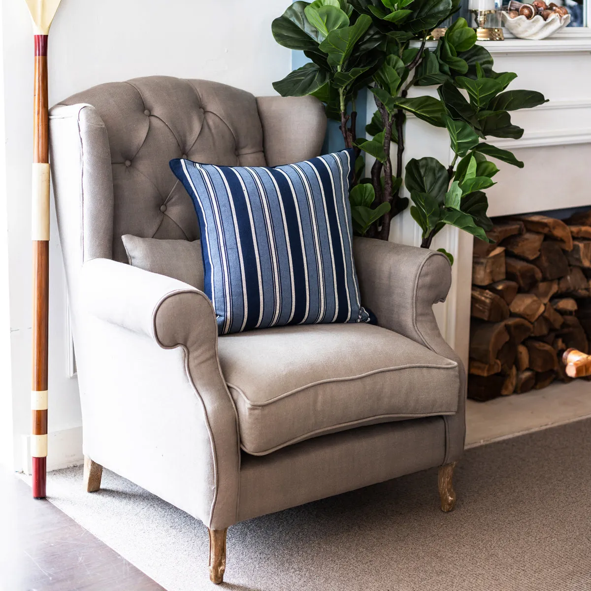 Emerson Wingback Chair (Grey Linen)