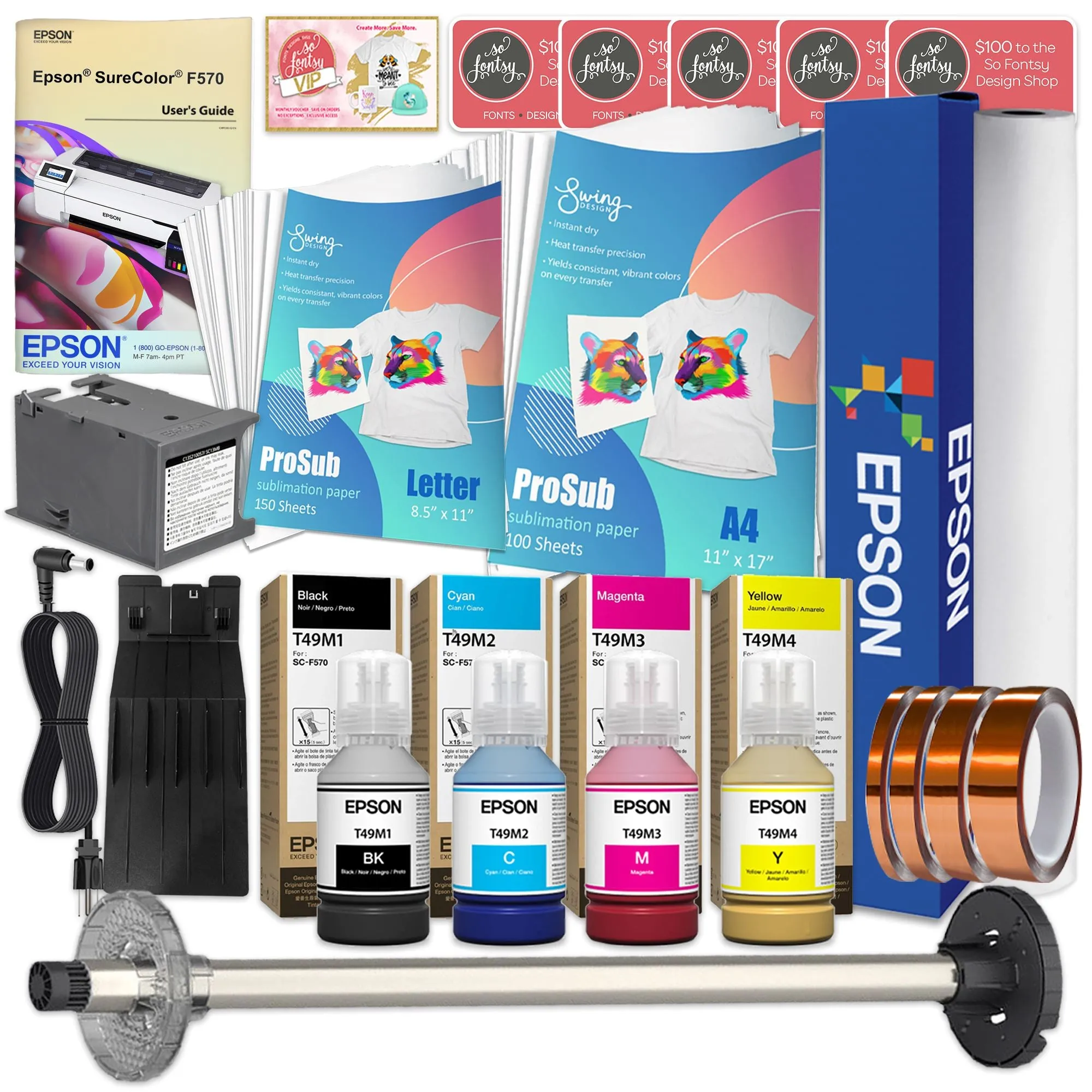 Epson SureColor F570 LITE 24" Dye Sublimation Printer & Paper Bundle