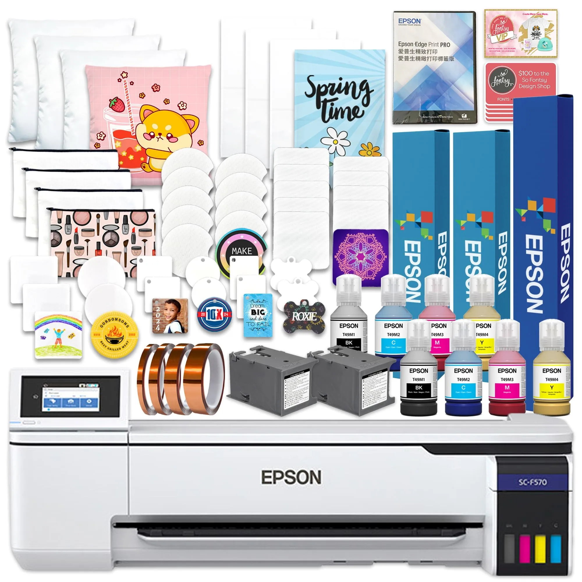 Epson SureColor PRO F570 Desktop 24" Dye Sublimation Printer & Blanks Bundle
