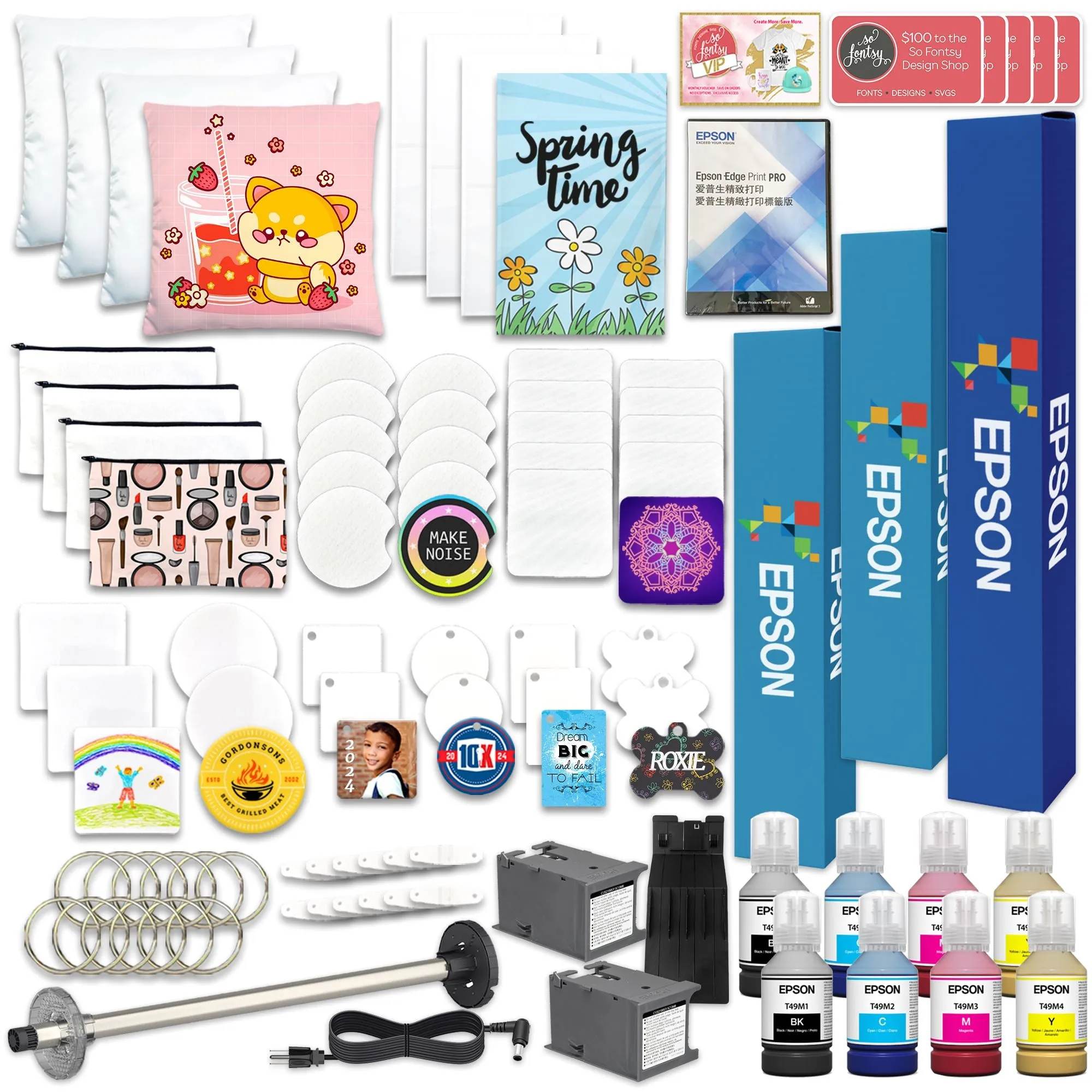 Epson SureColor PRO F570 Desktop 24" Dye Sublimation Printer & Blanks Bundle