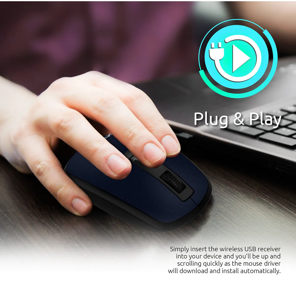 Ergonomically Designed Wireless Optical Mouse With Precision Scrolling
