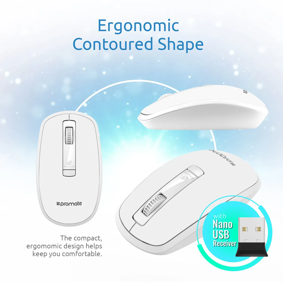 Ergonomically Designed Wireless Optical Mouse With Precision Scrolling