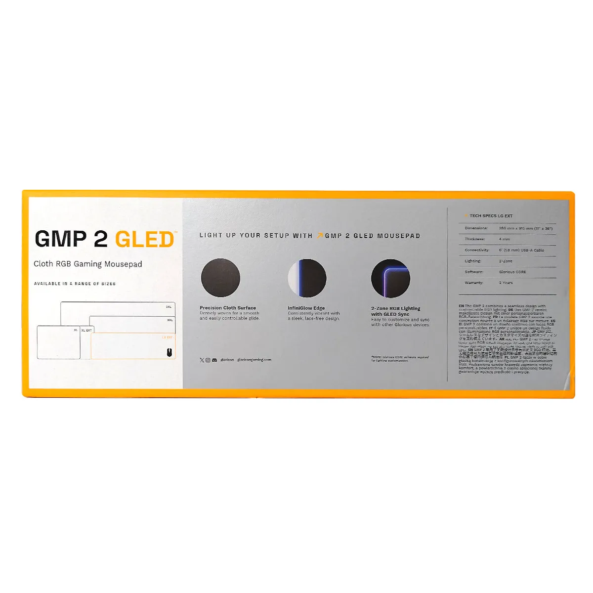 Glorious GMP 2 GLED RGB Cloth Gaming Mousepad - Black (XL, XXL, 3XL, Large Extended, XL Extended)