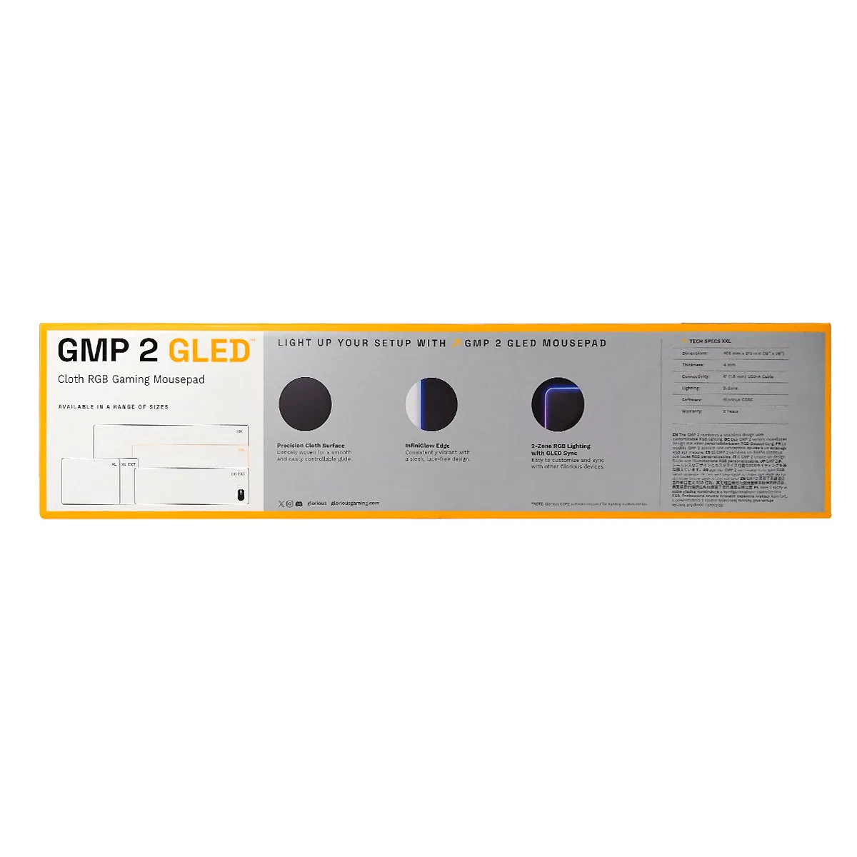 Glorious GMP 2 GLED RGB Cloth Gaming Mousepad - Black (XL, XXL, 3XL, Large Extended, XL Extended)