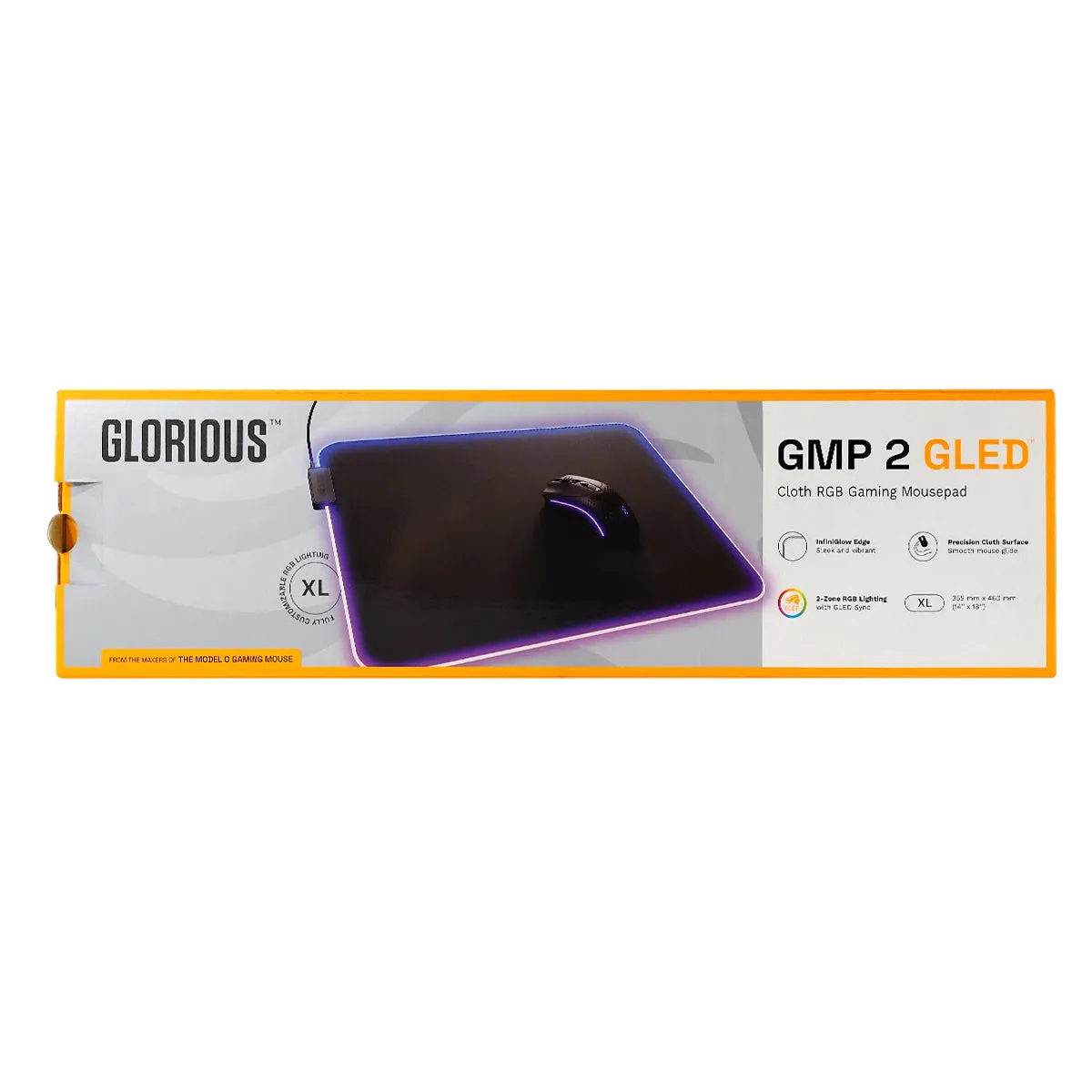 Glorious GMP 2 GLED RGB Cloth Gaming Mousepad - Black (XL, XXL, 3XL, Large Extended, XL Extended)