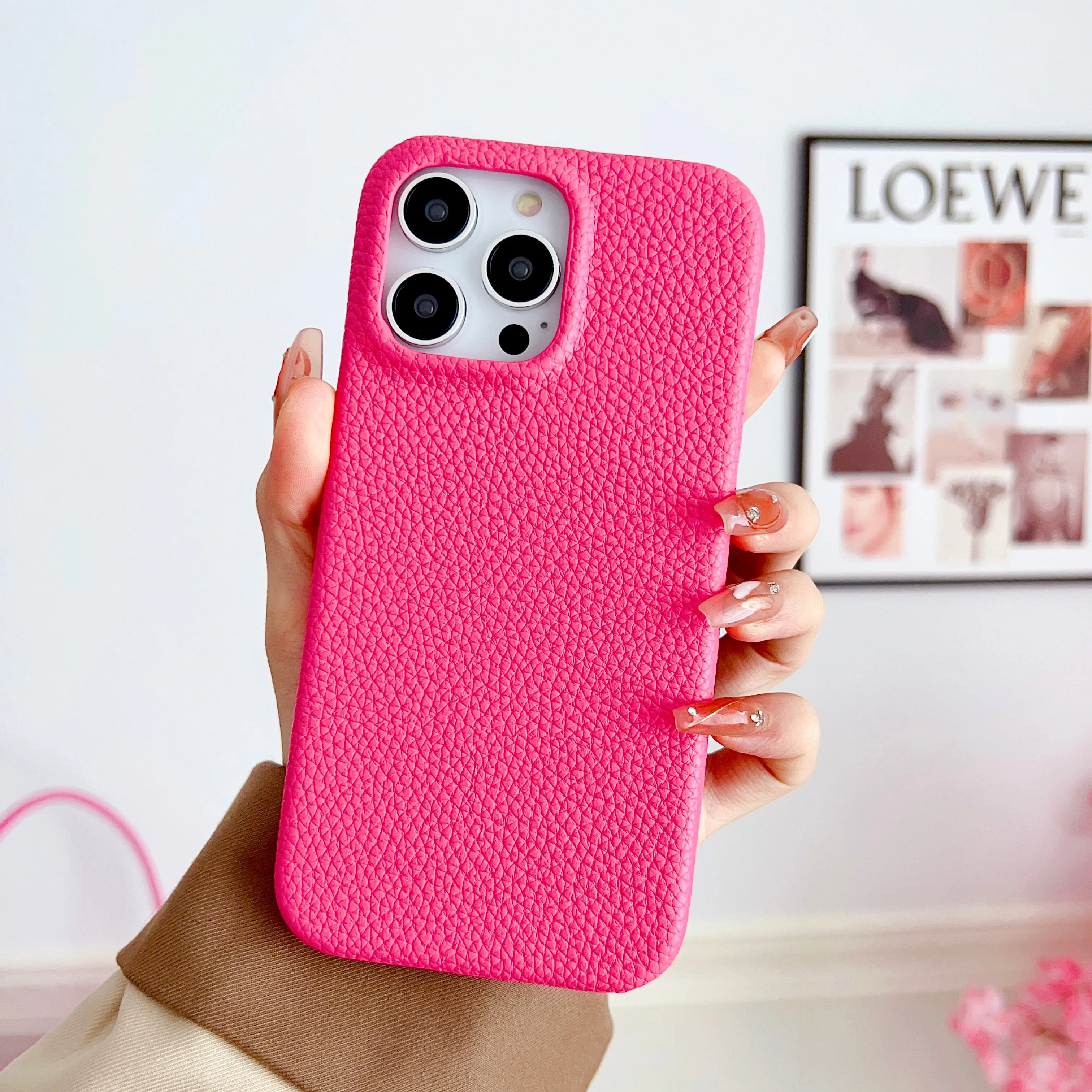 Grain Leather iPhone Case ( Pink )