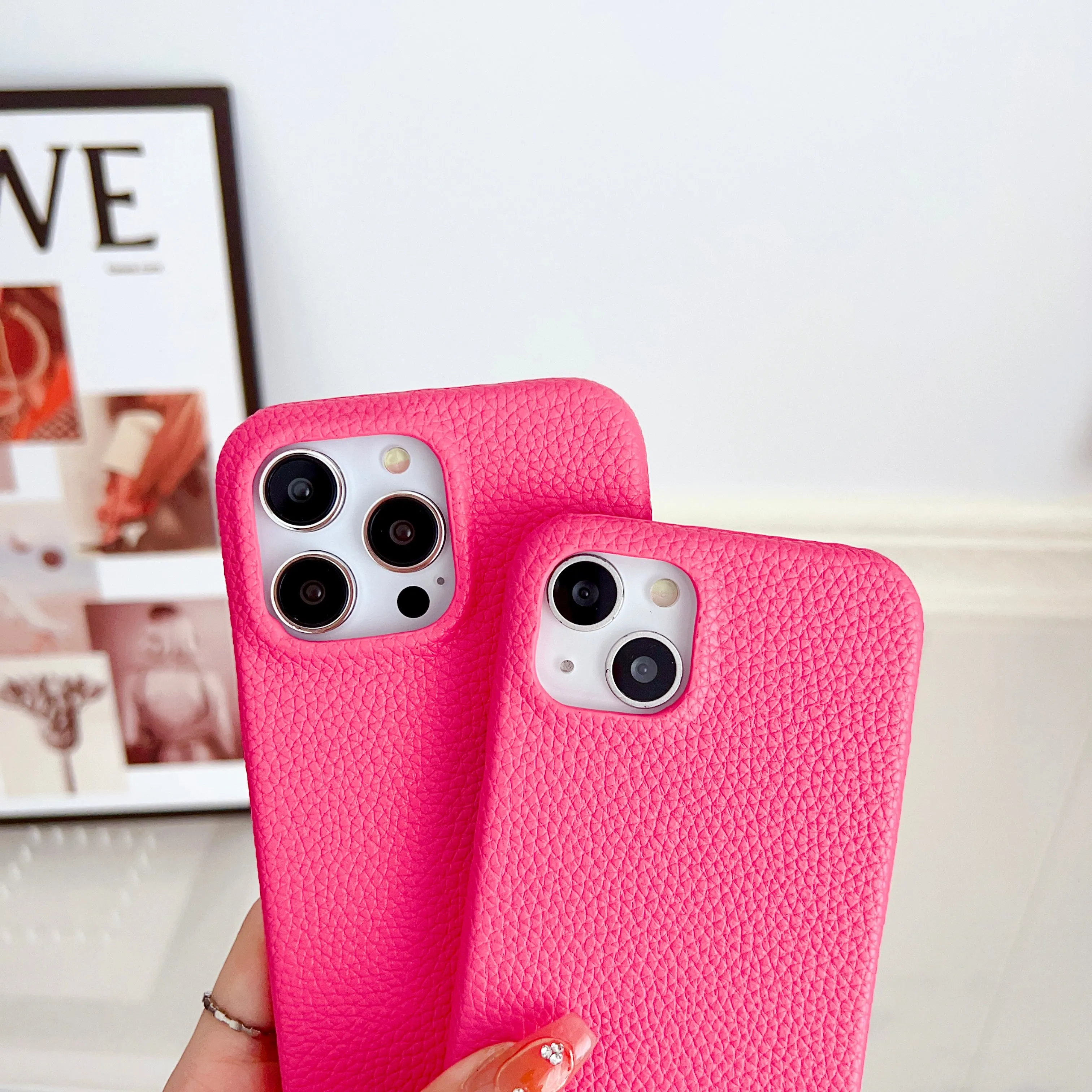 Grain Leather iPhone Case ( Pink )