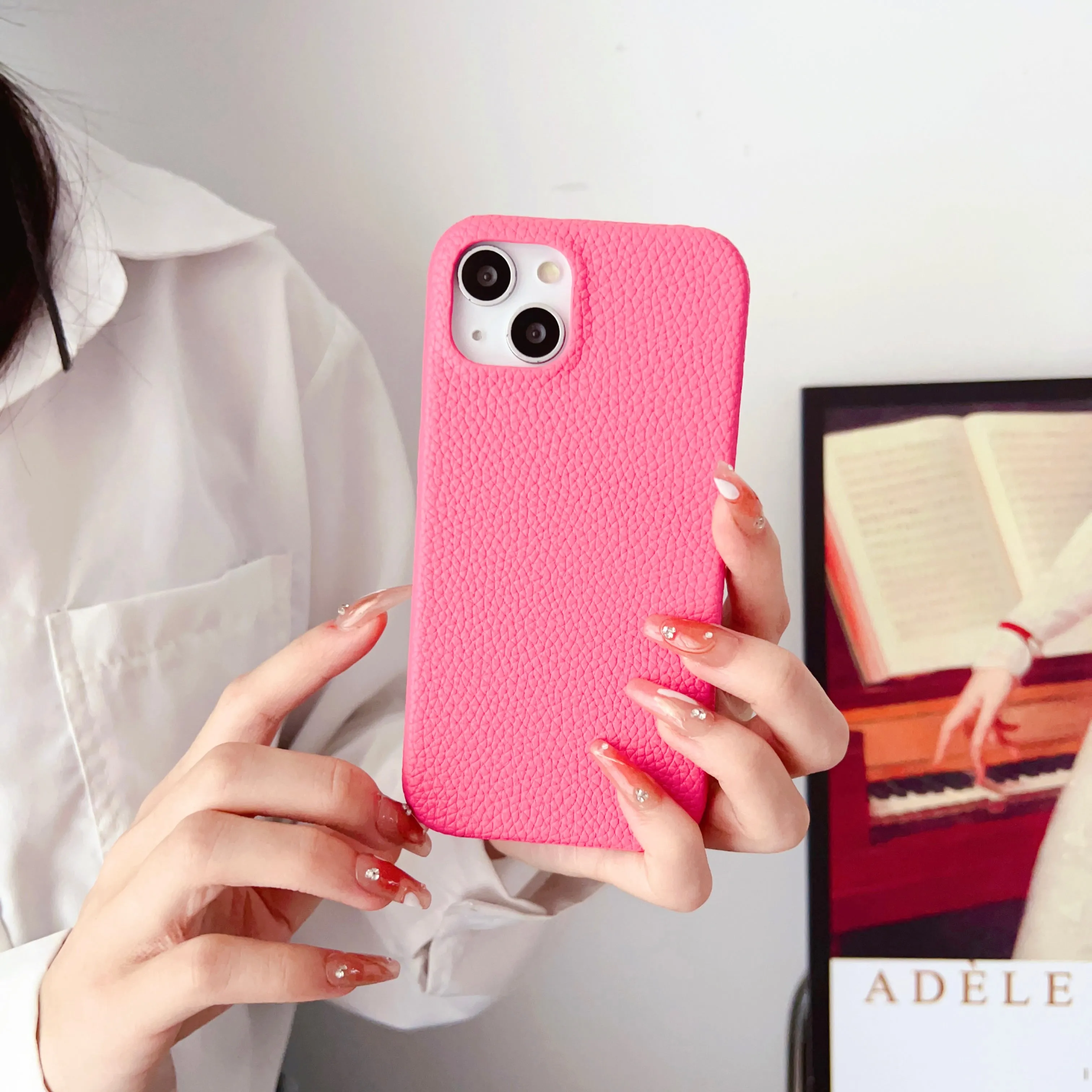 Grain Leather iPhone Case ( Pink )