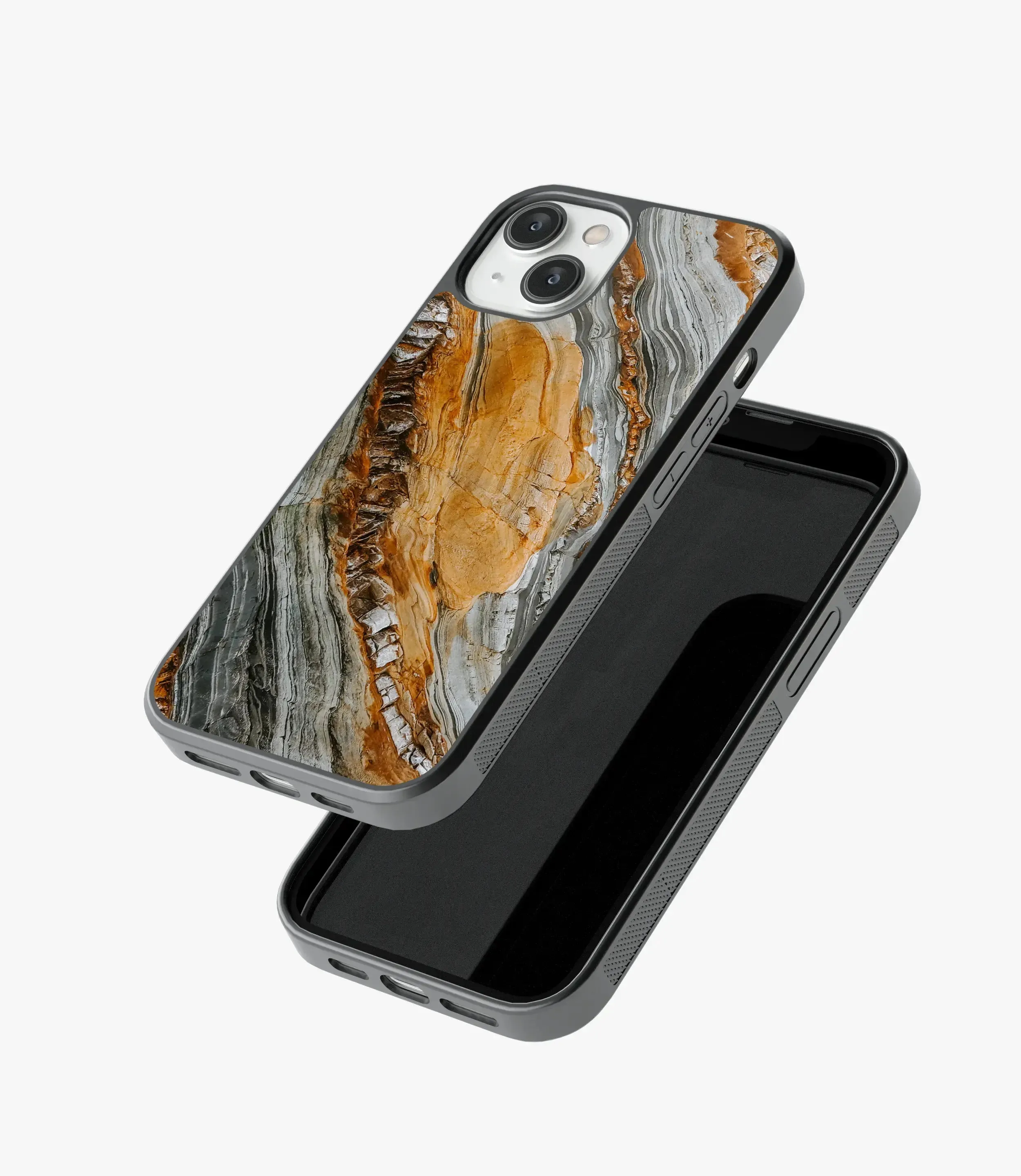 Grey/Golden Marble Glass Case