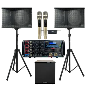 ImPro Epic Star Plus Package 3 with Mixing Amplifier, Speakers, Microphones, and Accessories (6 items)
