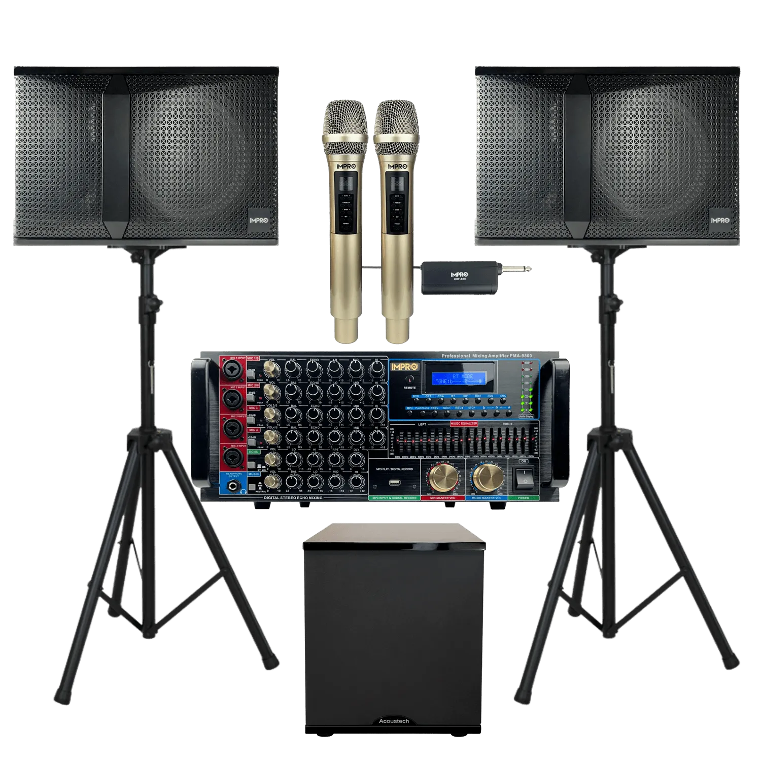 ImPro Epic Star Plus Package 3 with Mixing Amplifier, Speakers, Microphones, and Accessories (6 items)