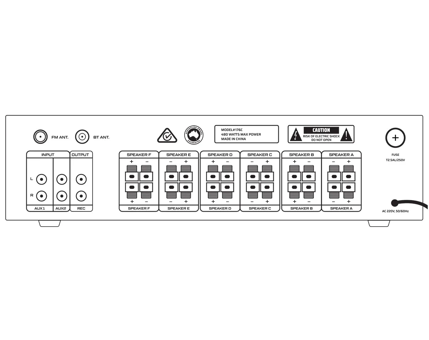 Indoor Outdoor Speaker Package with Amplifier 176C 4xC62 2xWTP660