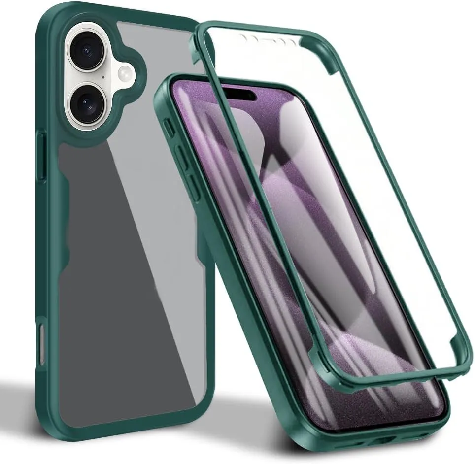 iPhone 16 Pro Max Case360° Full Body Clear Rugged Protective Case Cover Full Pink
