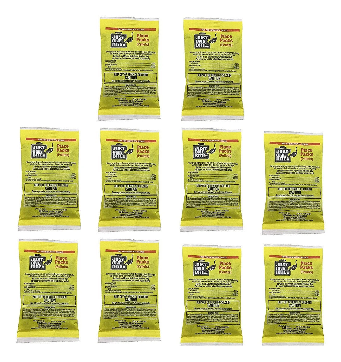 Just One Bite 10Pk Count Mice Pellet Place Rat and Mouse Bait By Farnam, 1.5 oz. Each