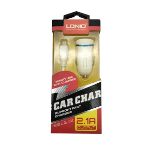 LDNIO Fast Car Charger DL-C12 5V 2.1A Single USB Charger With Android Cable - Compatible with iPhone USB Charging Cable