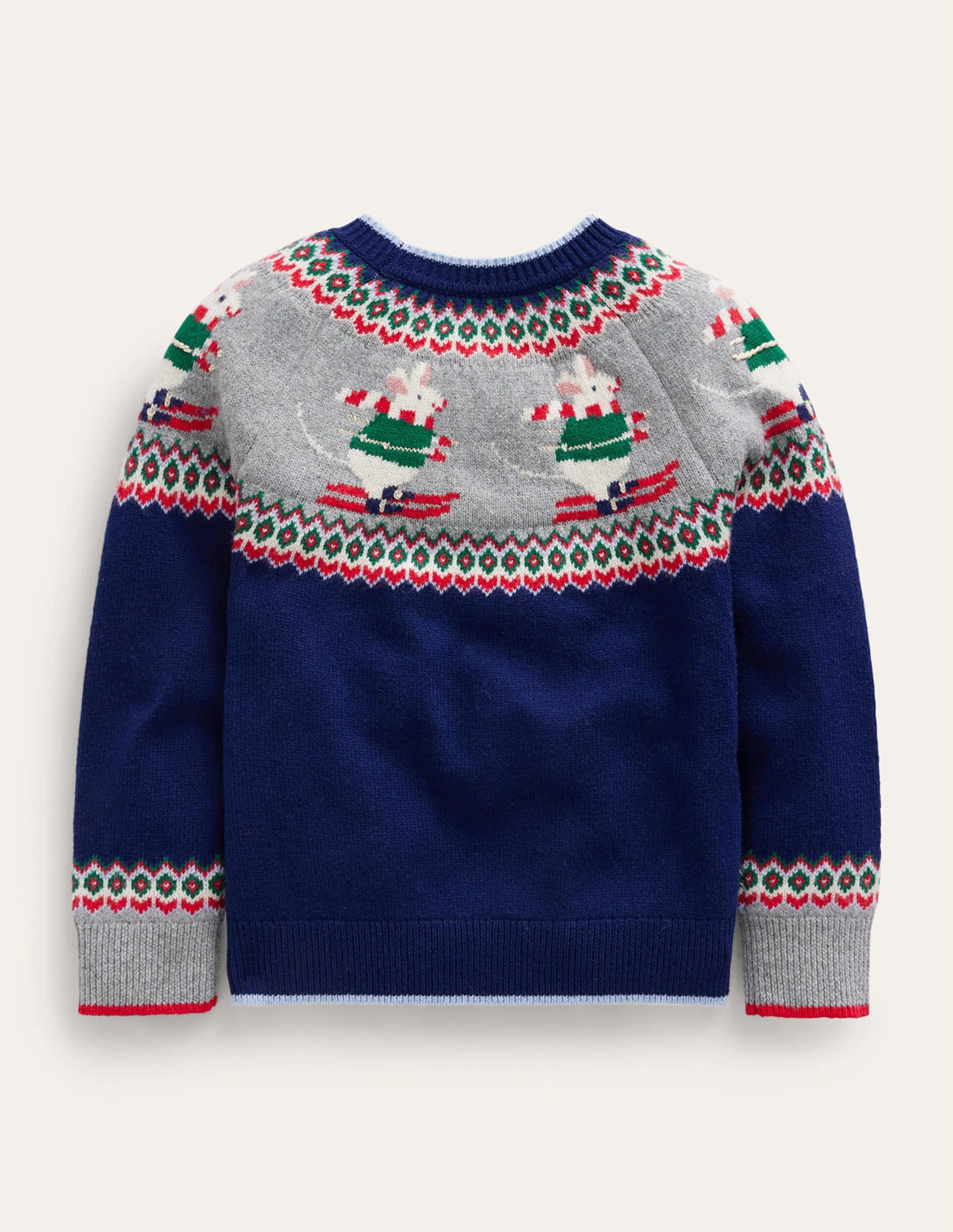 Novelty Fair Isle Jumper-French Navy Skiing Mice
