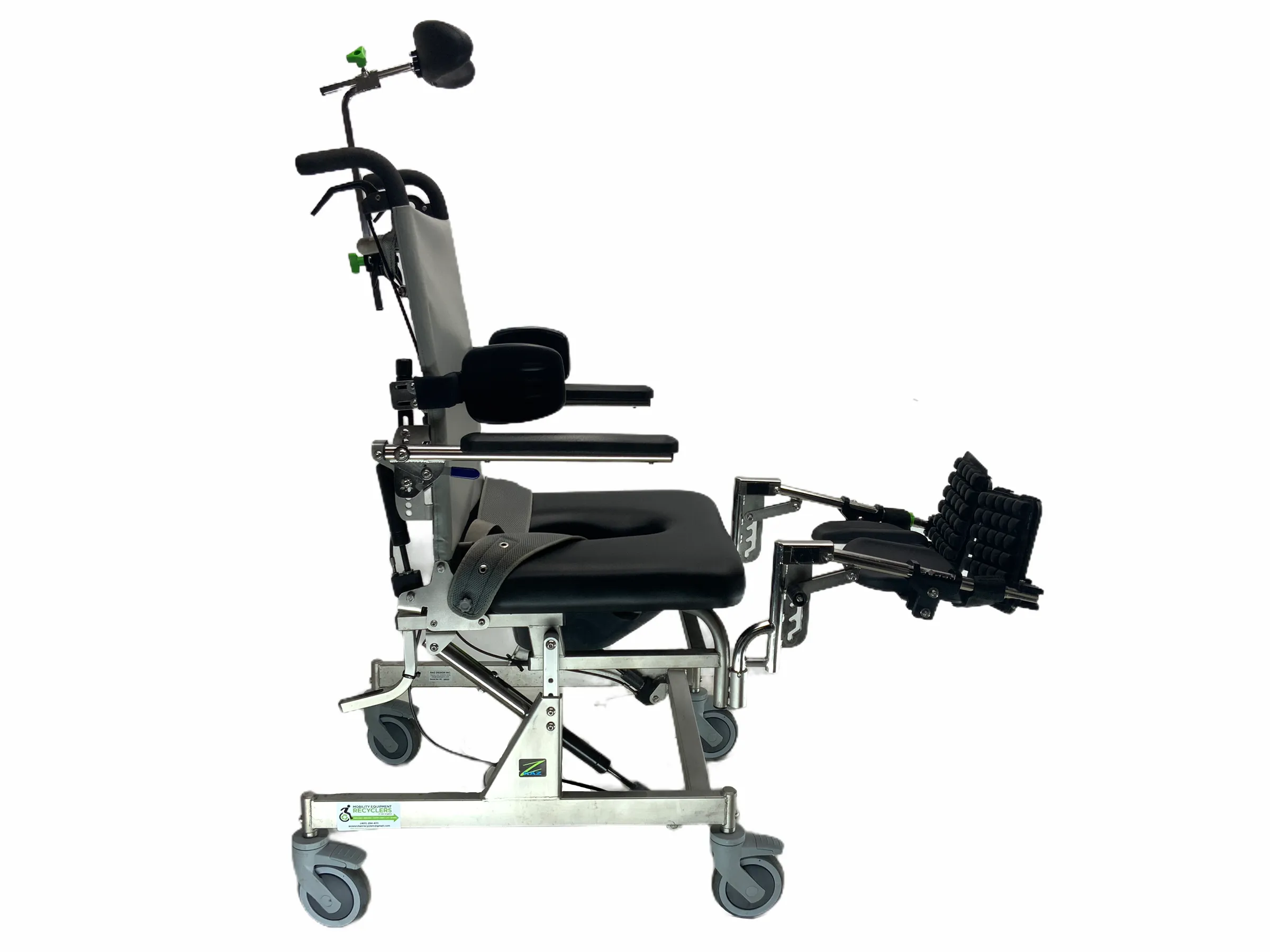 Raz AT Commode Shower Chair | 22" x 19" Seat | Tilt, Recline, Elevating Legs