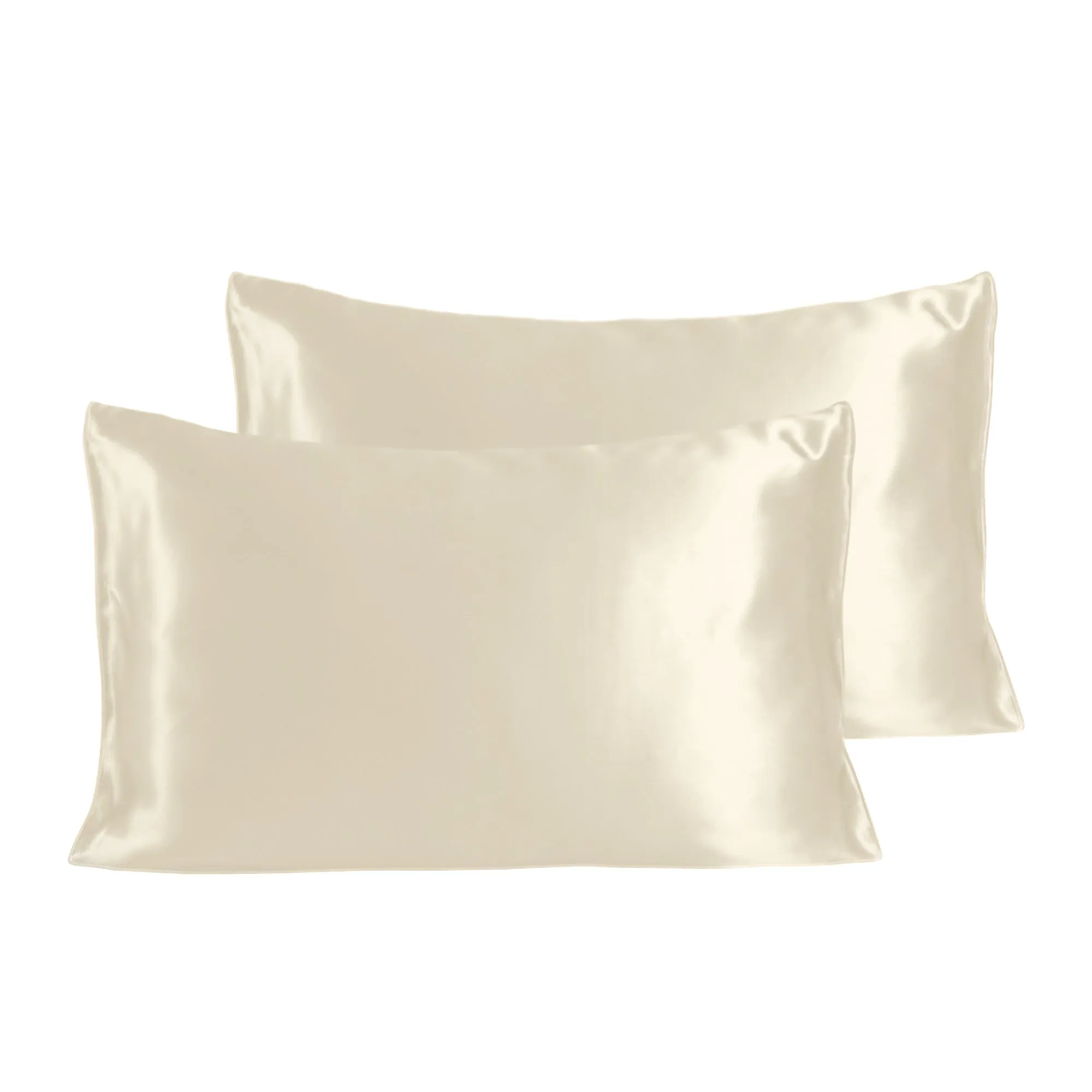 Silk-Like Charming Ivory Pillow Covers - Set of 2