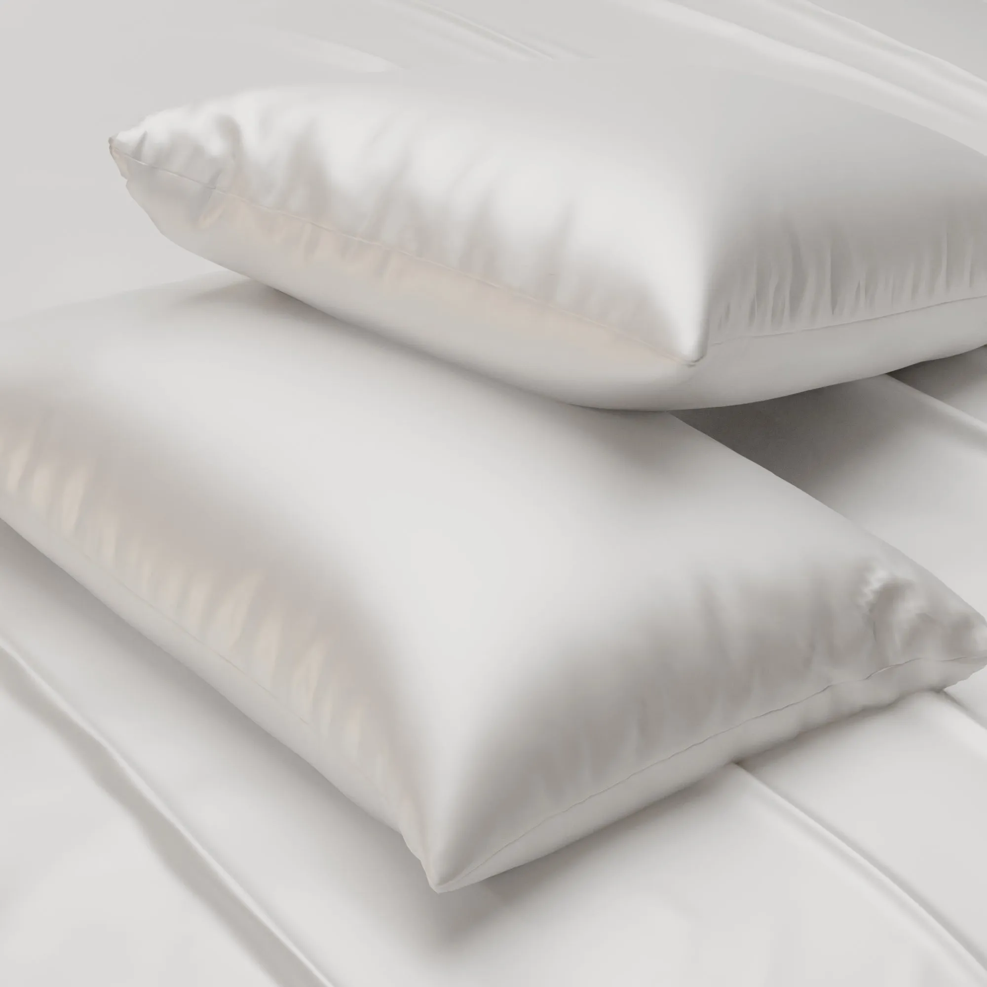 Silk-Like Vanilla White Pillow Covers - Set of 2