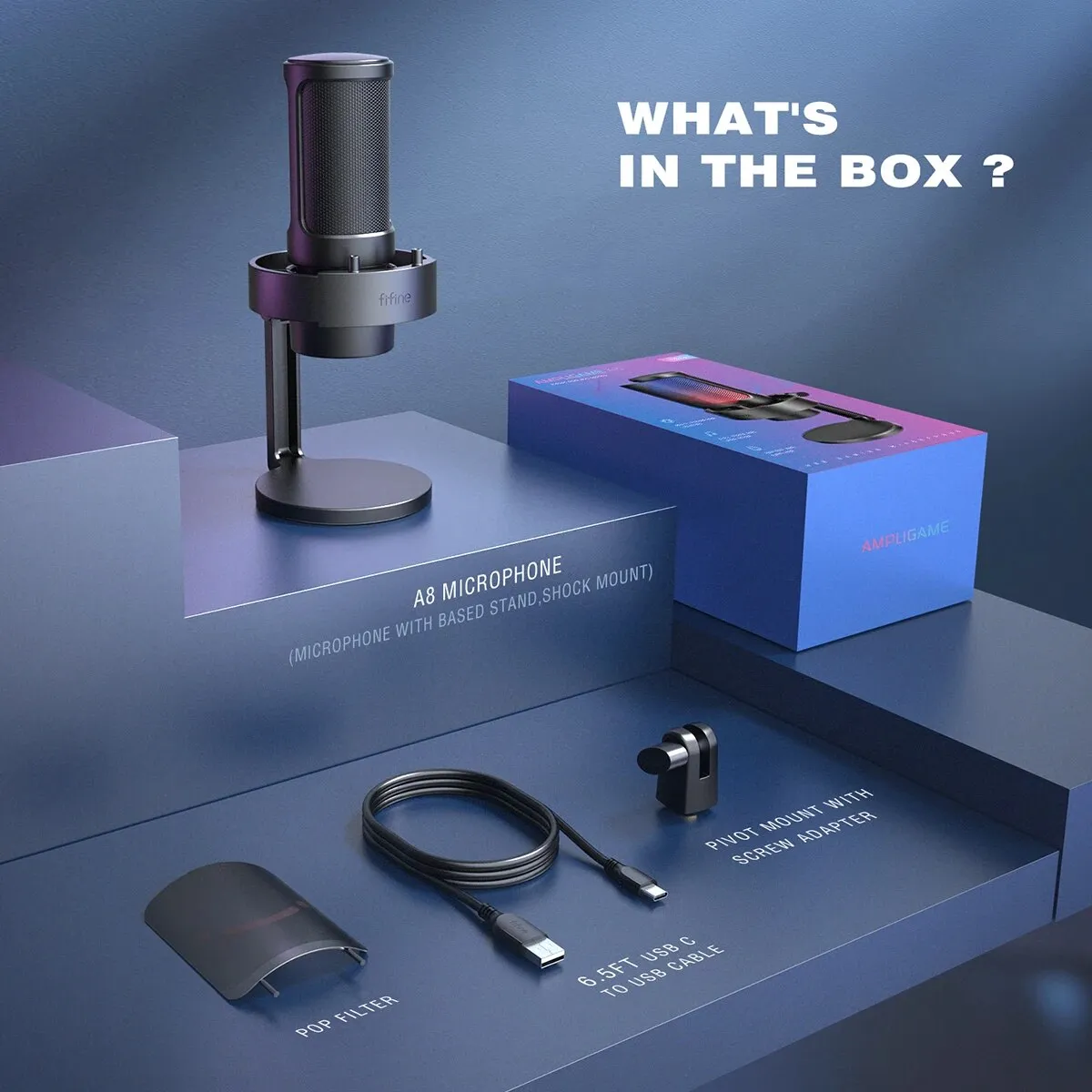 USB Microphone with RGB Modes, Headphone Output & Touch-Mute