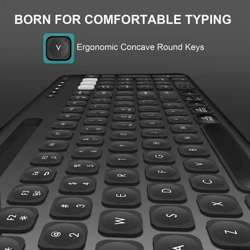 Vortec Wireless Multi Device Bluetooth Keyboard Includes Phone Tablet Holder